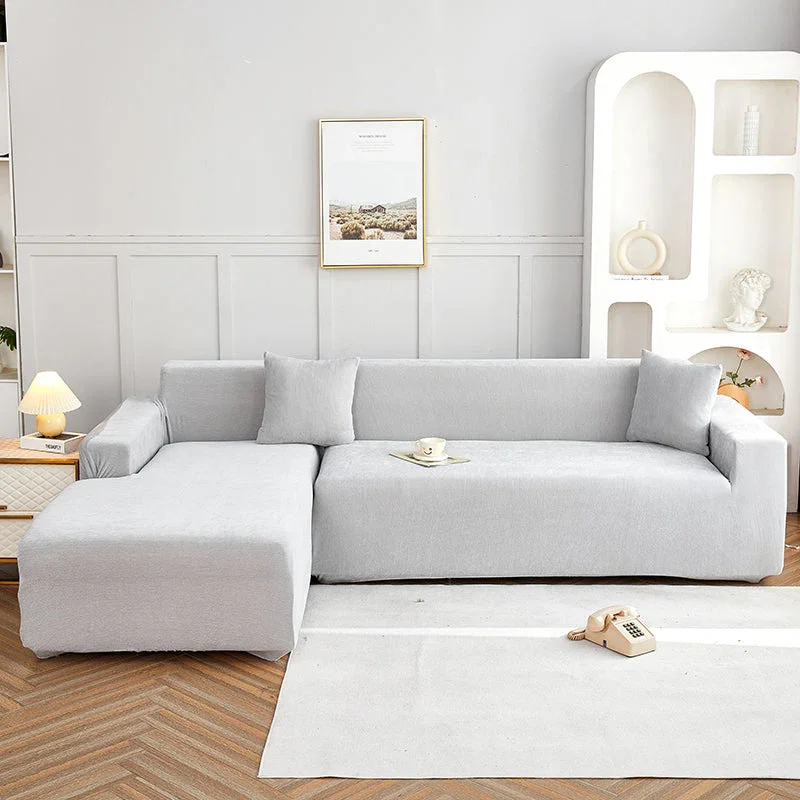 Corner Sofa Cover - Snow Neil - Light Grey - Adaptable & Expandable