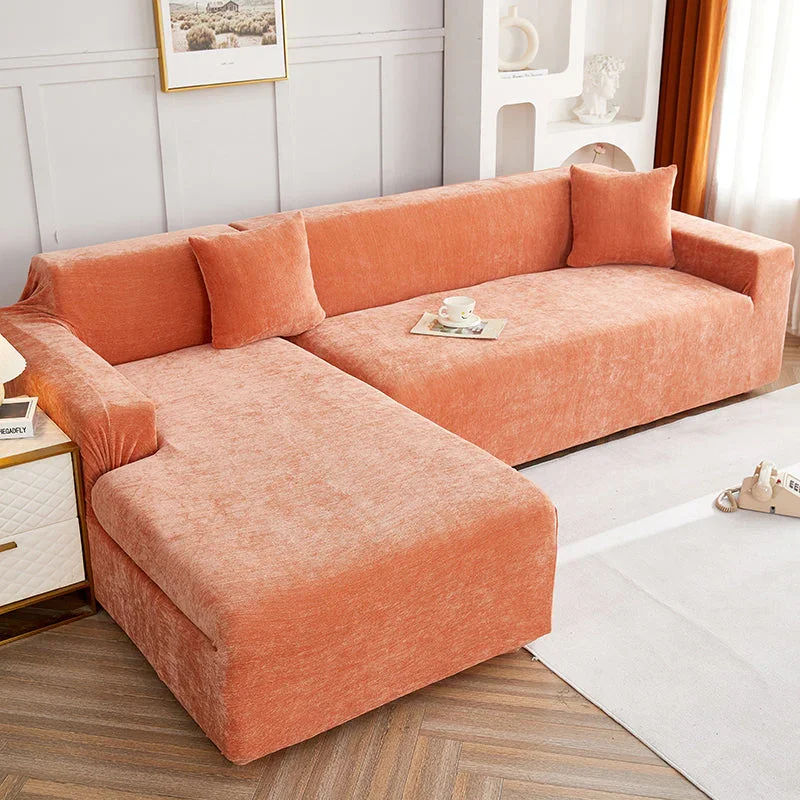 Corner Sofa Cover - Snow Neil - Premium Orange - Adaptable & Expandable - Image 2