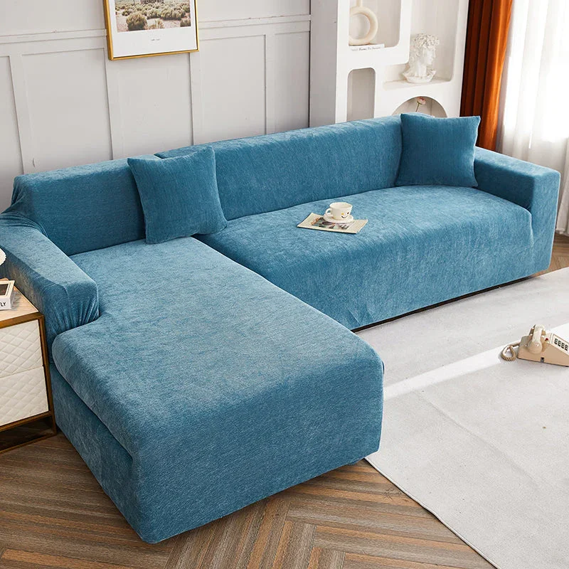 Corner Sofa Cover - Snow Neil - Serene Blue - Adaptable & Expandable - Image 2