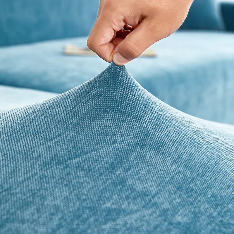 Corner Sofa Cover - Snow Neil - Serene Blue - Adaptable & Expandable - Image 4
