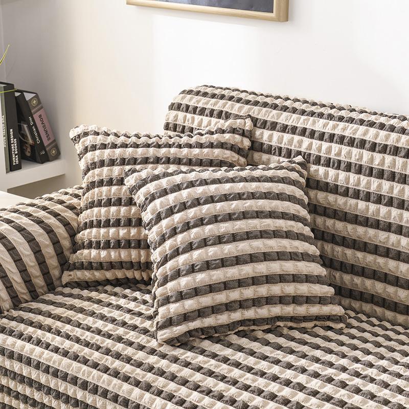 Pillow Cover - Bubble Fabric - Beige-Black