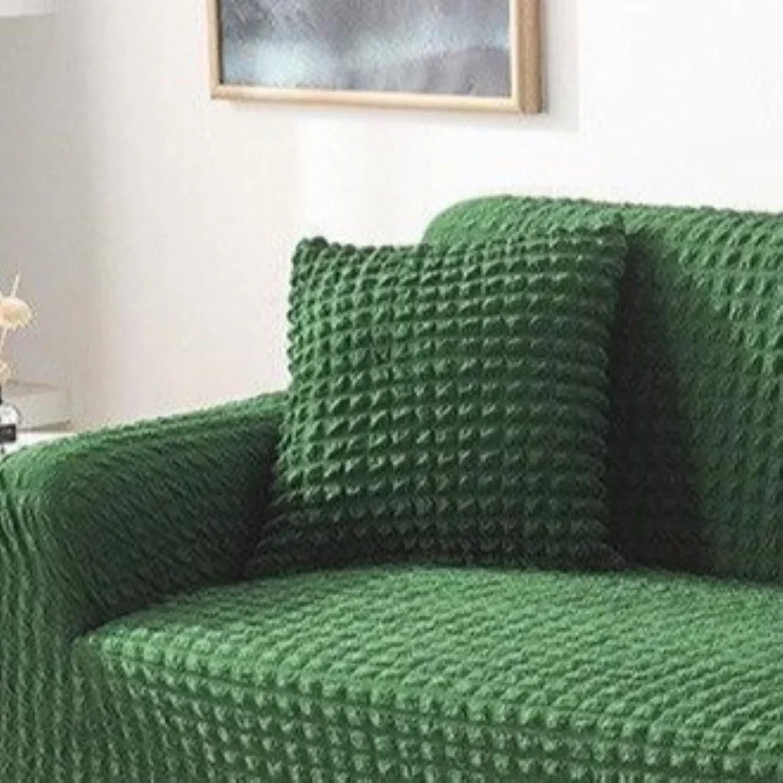 Pillow Cover - Bubble Fabric - Forest Green