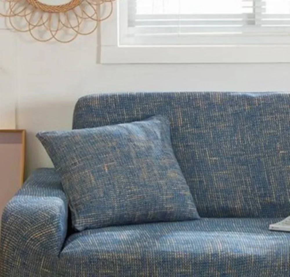 Pillow Cover - Cross pattern - Blue-Gold