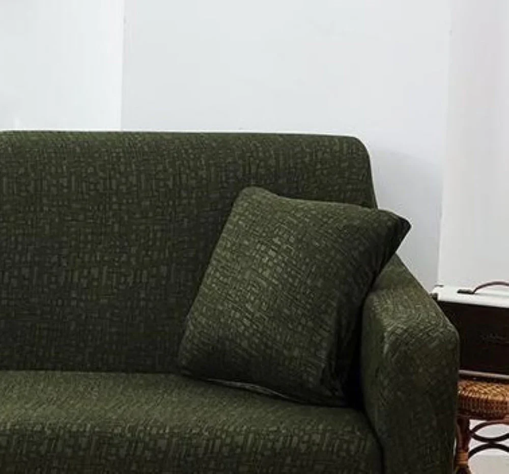 Pillow Cover - Rectangle Pattern - Olive green