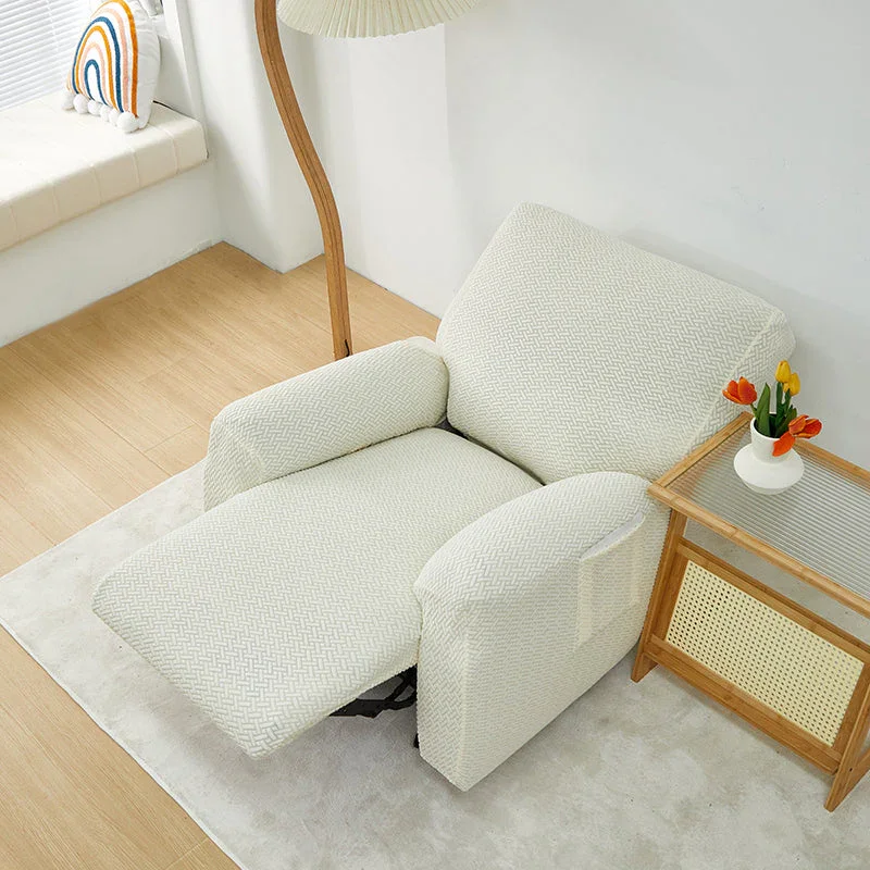 Recliner Sofa Cover - Interwoven Pattern - Beige - Adaptable & Expandable - Image 3