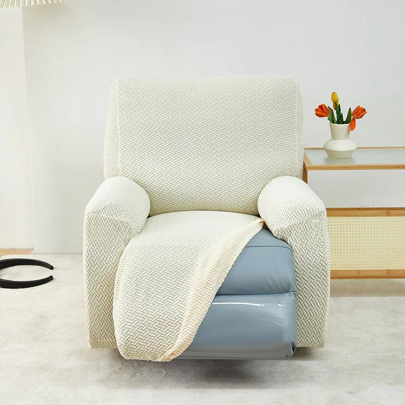 Recliner Sofa Cover - Interwoven Pattern - Beige - Adaptable & Expandable - Image 4