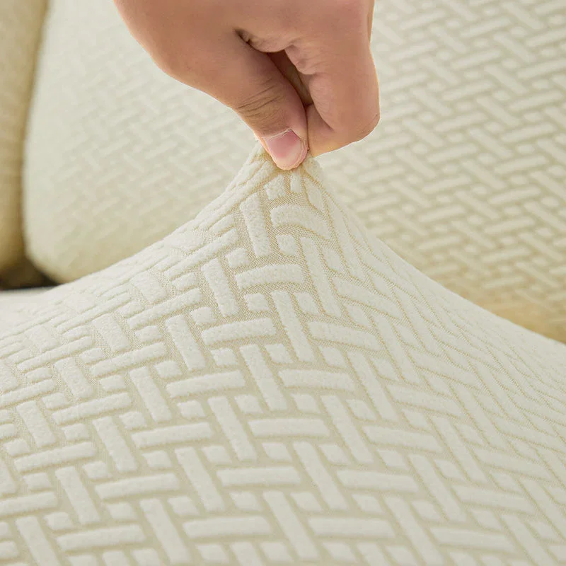 Recliner Sofa Cover - Interwoven Pattern - Beige - Adaptable & Expandable - Image 9
