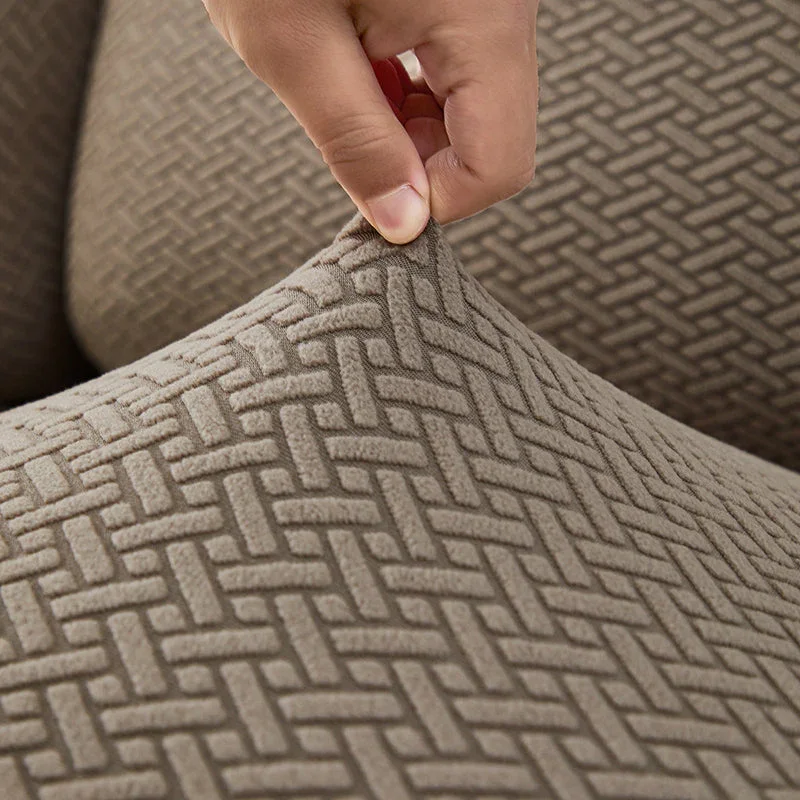 Recliner Sofa Cover - Interwoven Pattern - Brown - Adaptable & Expandable - Image 10