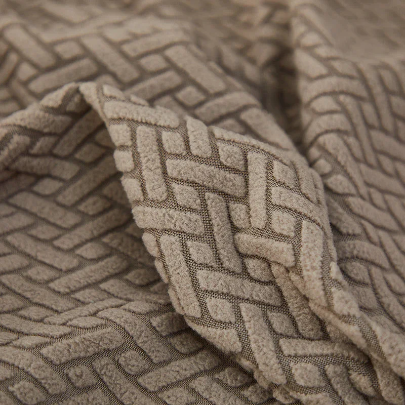 Recliner Sofa Cover - Interwoven Pattern - Brown - Adaptable & Expandable - Image 11