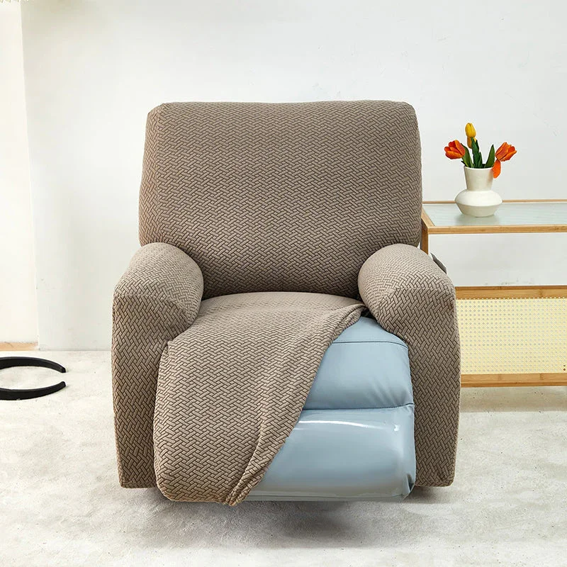Recliner Sofa Cover - Interwoven Pattern - Brown - Adaptable & Expandable - Image 4