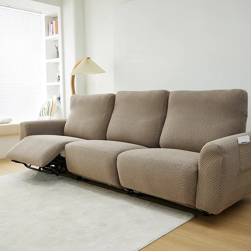 Recliner Sofa Cover - Interwoven Pattern - Brown - Adaptable & Expandable - Image 9