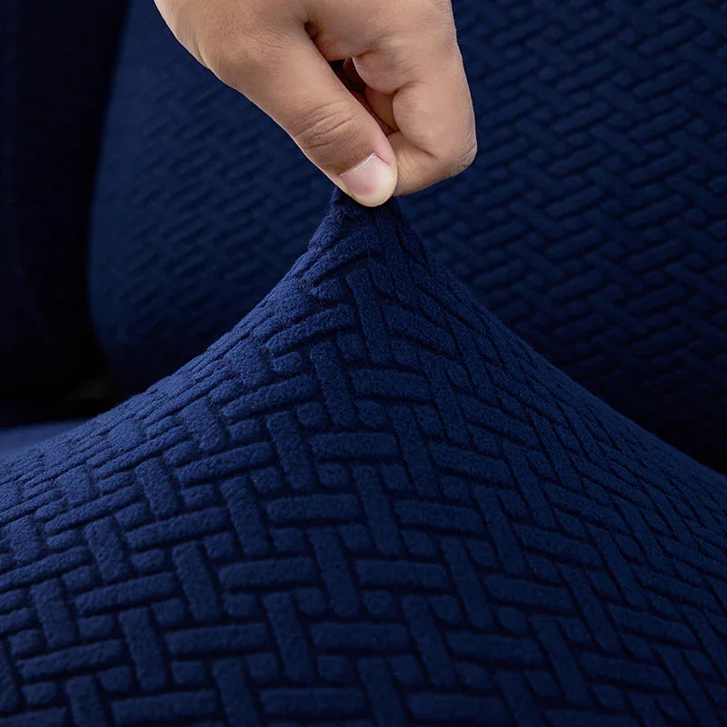Recliner Sofa Cover - Interwoven Pattern - Dark Blue - Adaptable & Expandable - Image 10