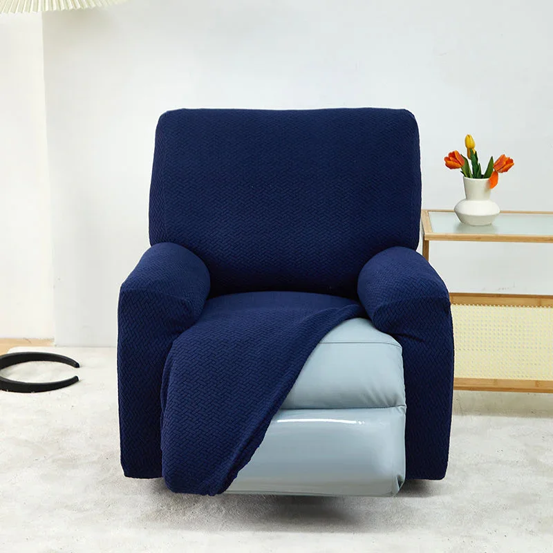 Recliner Sofa Cover - Interwoven Pattern - Dark Blue - Adaptable & Expandable - Image 4