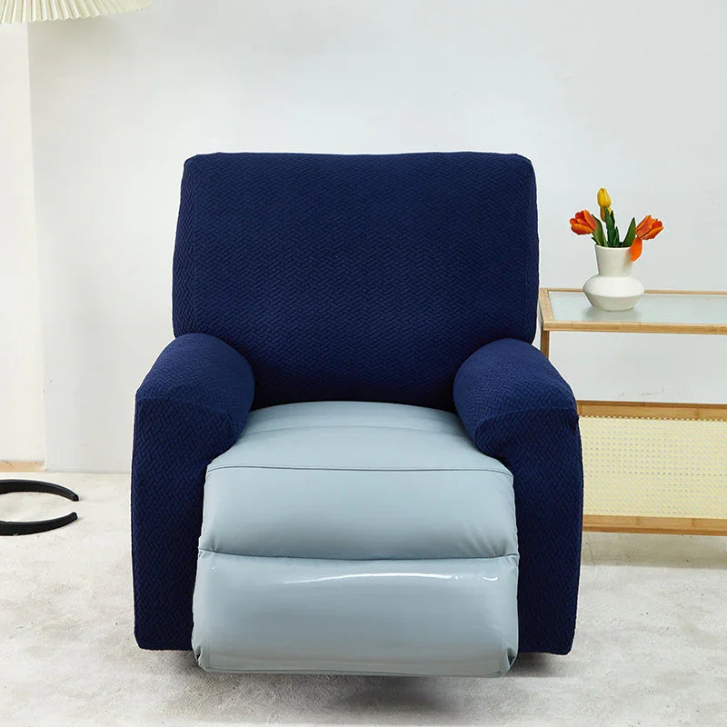 Recliner Sofa Cover - Interwoven Pattern - Dark Blue - Adaptable & Expandable - Image 5