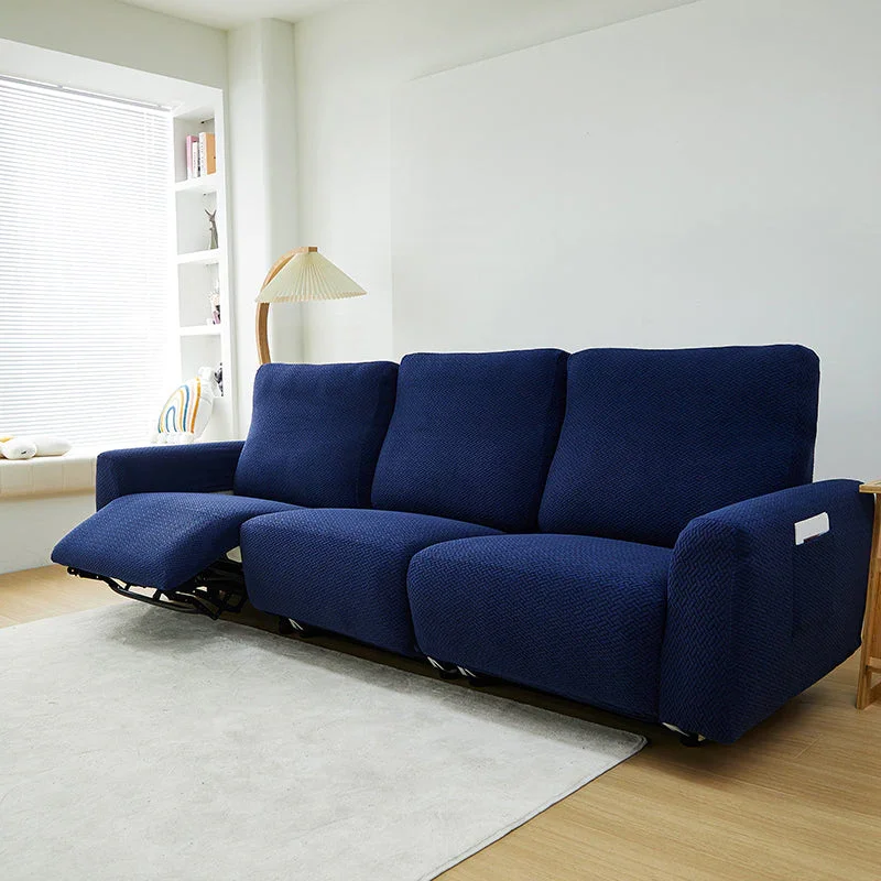 Recliner Sofa Cover - Interwoven Pattern - Dark Blue - Adaptable & Expandable - Image 9