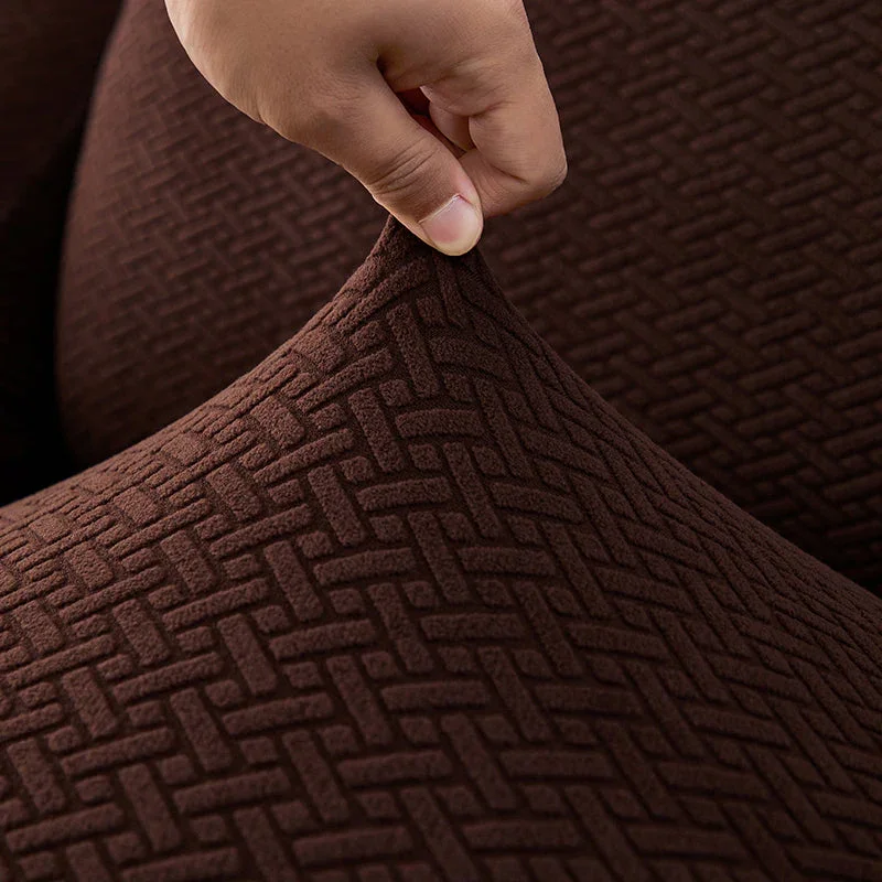 Recliner Sofa Cover - Interwoven Pattern - Dark Brown - Adaptable & Expandable - Image 10