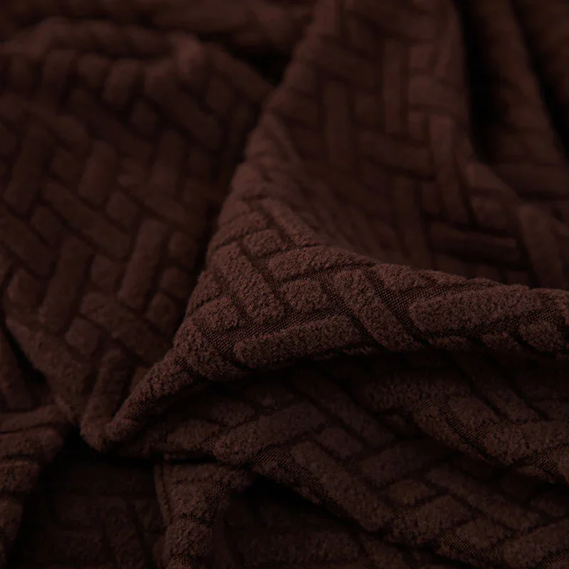Recliner Sofa Cover - Interwoven Pattern - Dark Brown - Adaptable & Expandable - Image 11