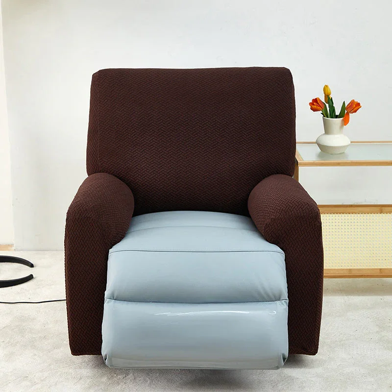 Recliner Sofa Cover - Interwoven Pattern - Dark Brown - Adaptable & Expandable - Image 5