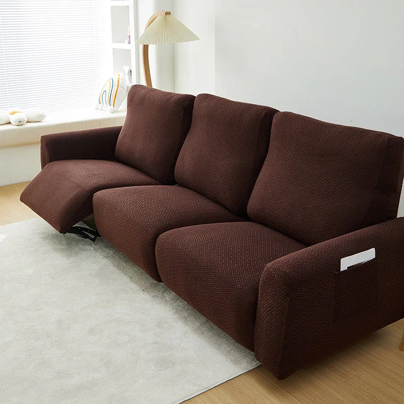 Recliner Sofa Cover - Interwoven Pattern - Dark Brown - Adaptable & Expandable - Image 8