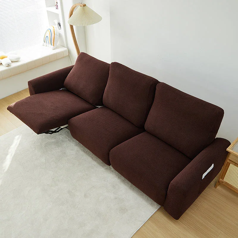 Recliner Sofa Cover - Interwoven Pattern - Dark Brown - Adaptable & Expandable - Image 9