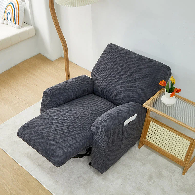 Recliner Sofa Cover - Interwoven Pattern - Dark Gray - Adaptable & Expandable - Image 3