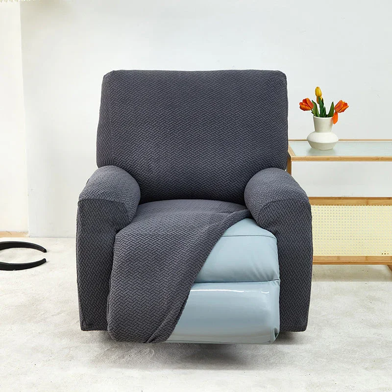Recliner Sofa Cover - Interwoven Pattern - Dark Gray - Adaptable & Expandable - Image 4