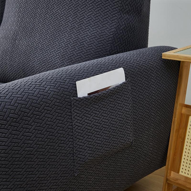 Recliner Sofa Cover - Interwoven Pattern - Dark Gray - Adaptable & Expandable - Image 7