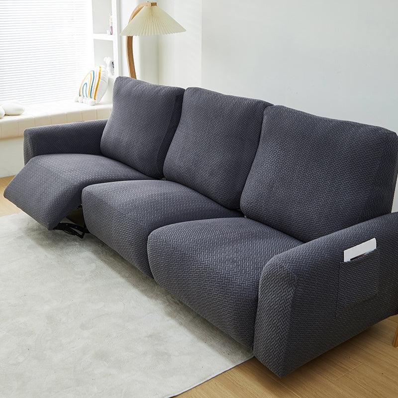 Recliner Sofa Cover - Interwoven Pattern - Dark Gray - Adaptable & Expandable - Image 8