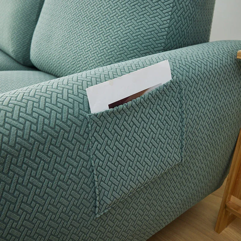 Recliner Sofa Cover - Interwoven Pattern - Dark Green - Adaptable & Expandable - Image 7