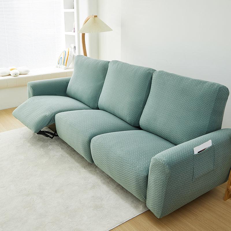 Recliner Sofa Cover - Interwoven Pattern - Dark Green - Adaptable & Expandable - Image 9