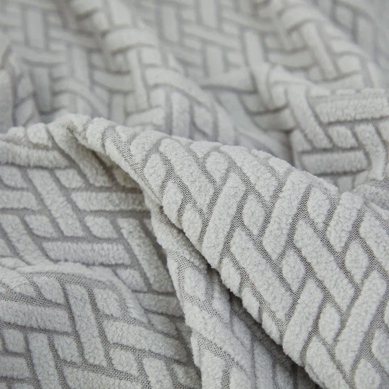 Recliner Sofa Cover - Interwoven Pattern - Light Gray - Adaptable & Expandable - Image 11