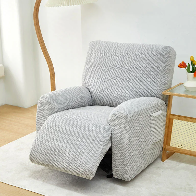 Recliner Sofa Cover - Interwoven Pattern - Light Gray - Adaptable & Expandable - Image 2