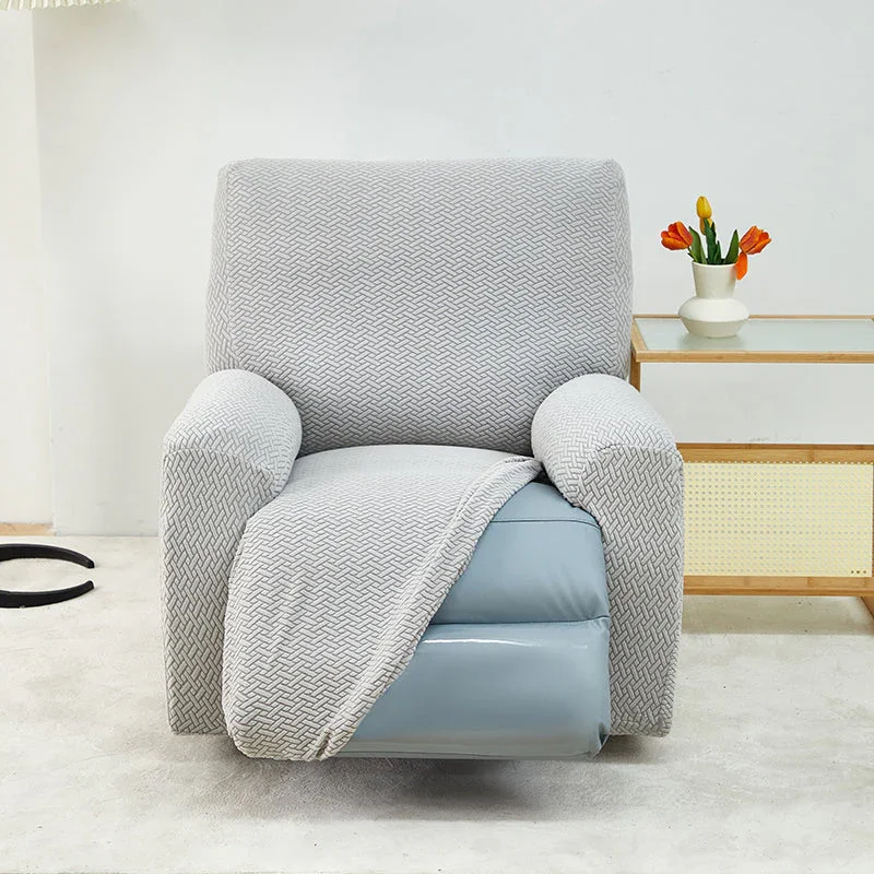 Recliner Sofa Cover - Interwoven Pattern - Light Gray - Adaptable & Expandable - Image 4
