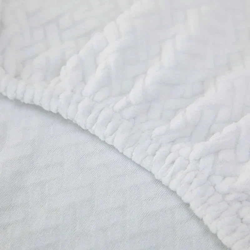 Recliner Sofa Cover - Interwoven Pattern - White - Adaptable & Expandable - Image 11