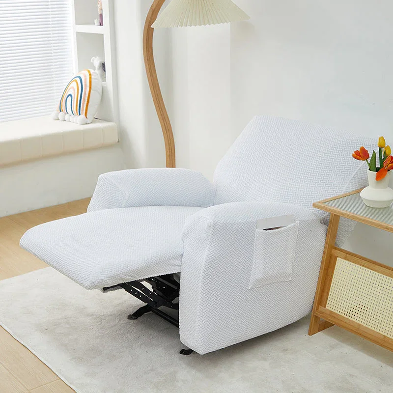 Recliner Sofa Cover - Interwoven Pattern - White - Adaptable & Expandable - Image 3