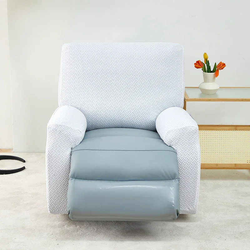 Recliner Sofa Cover - Interwoven Pattern - White - Adaptable & Expandable - Image 6