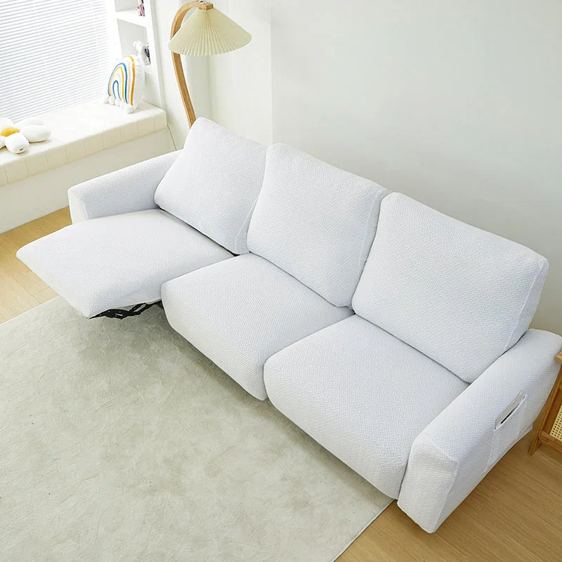 Recliner Sofa Cover - Interwoven Pattern - White - Adaptable & Expandable - Image 8