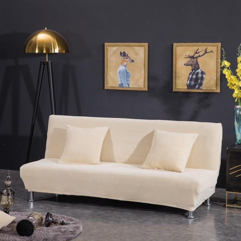Sofa Bed Cover - Narrow Jacquard - Cream - Adaptable & Expandable