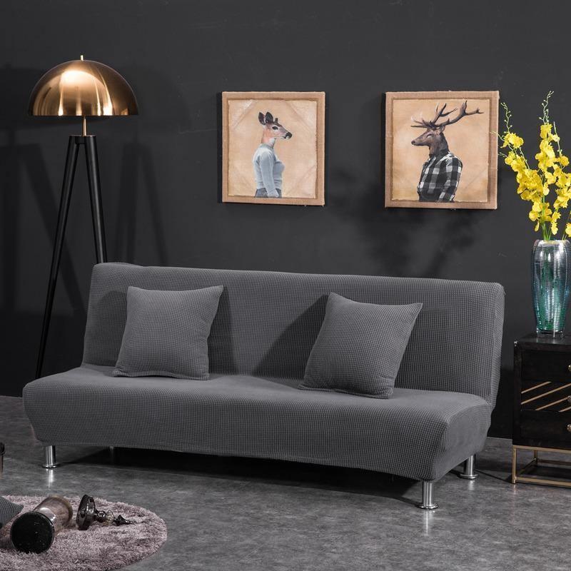 Sofa Bed Cover - Narrow Jacquard - Dark Grey - Adaptable & Expandable