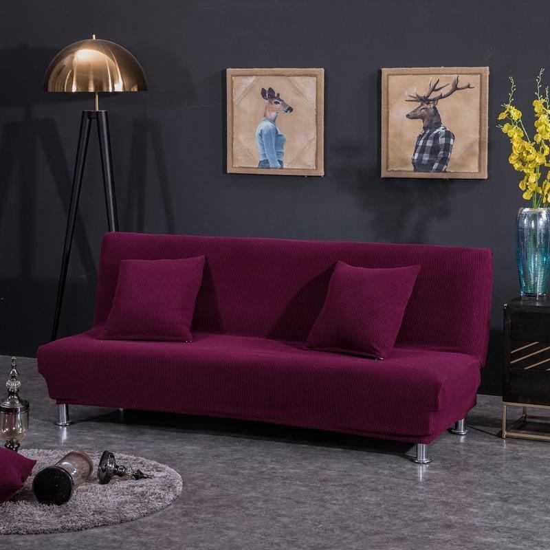 Sofa Bed Cover - Narrow Jacquard - Garnet red - Adaptable & Expandable