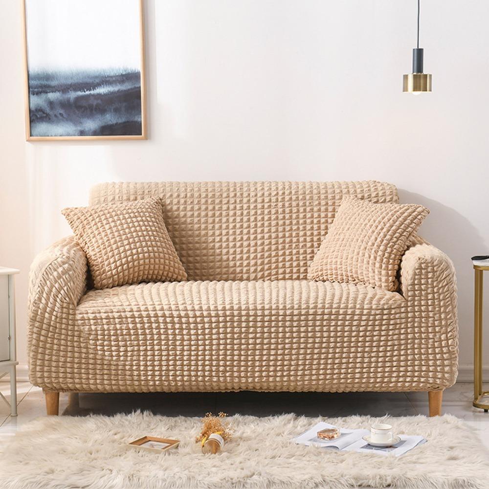 Sofa Cover - Bubble Fabric - Beige - Adaptable & Expandable