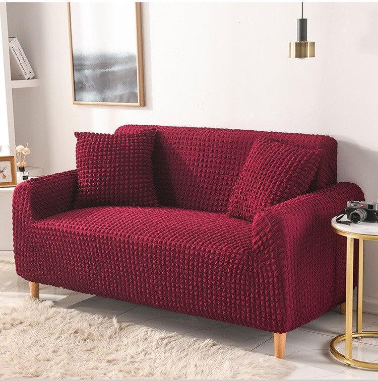 Sofa Cover - Bubble Fabric - Cardinal red - Adaptable & Expandable