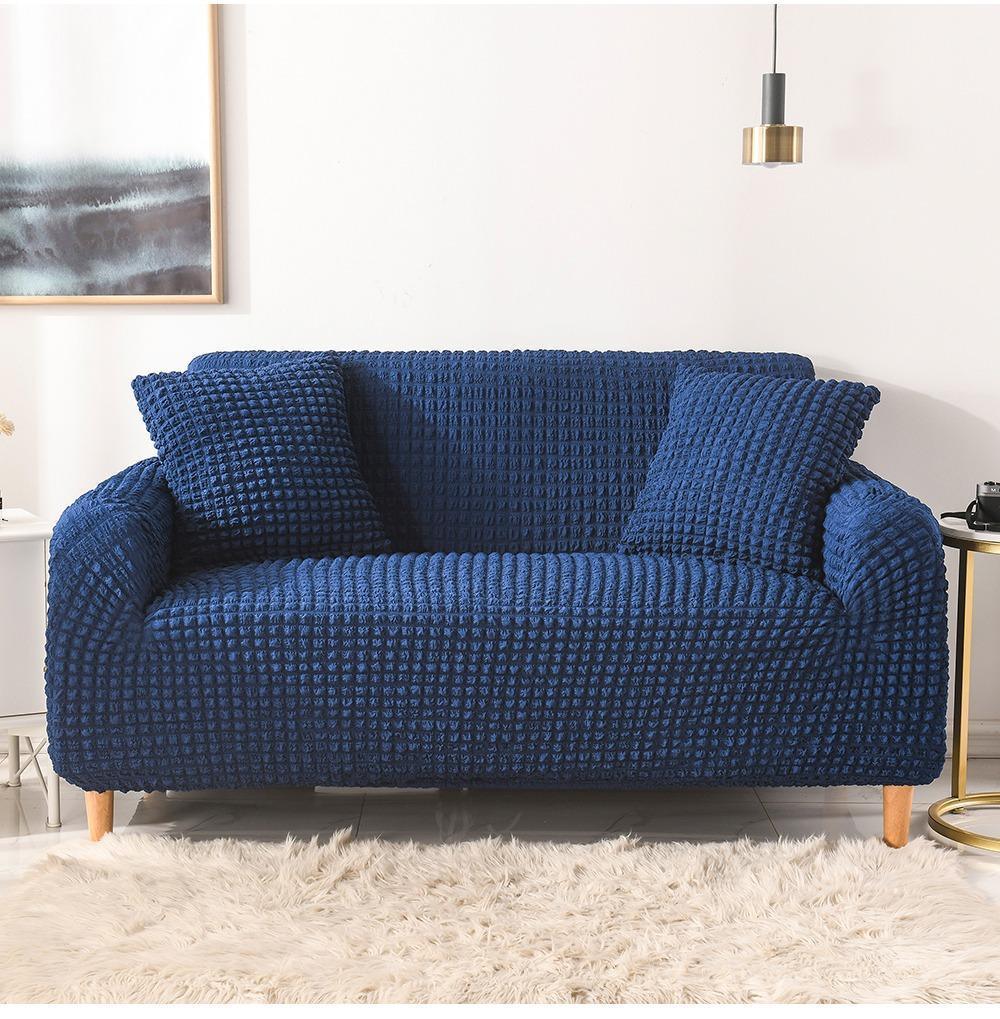 Sofa Cover - Bubble Fabric - Dark Blue - Adaptable & Expandable