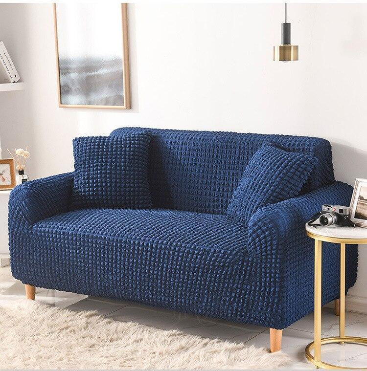 Sofa Cover - Bubble Fabric - Dark Blue - Adaptable & Expandable - Image 2