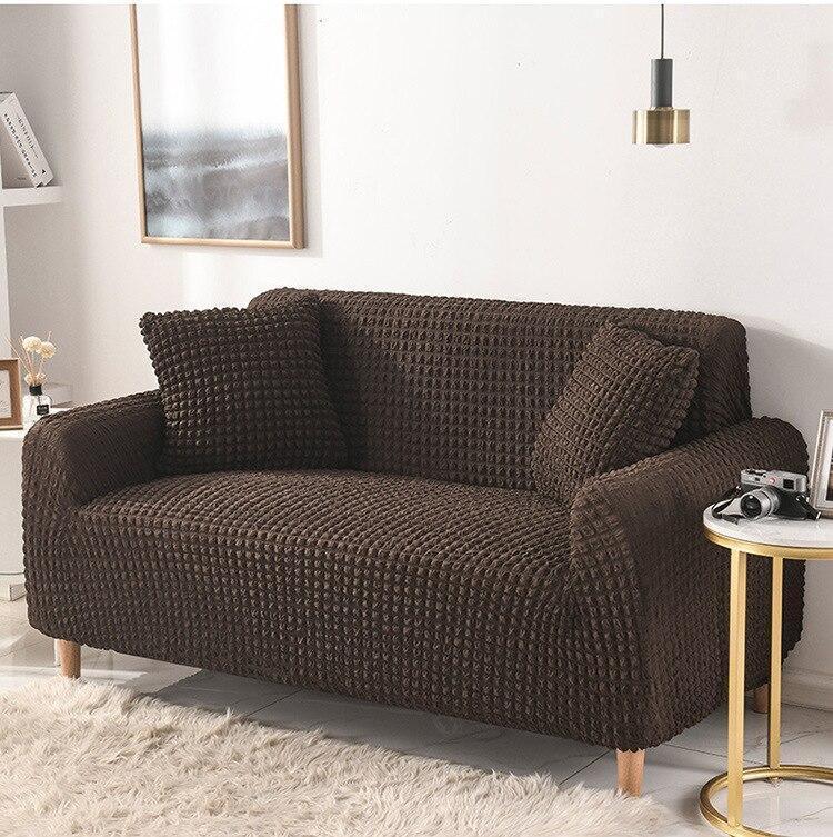 Sofa Cover - Bubble Fabric - Dark Brown - Adaptable & Expandable