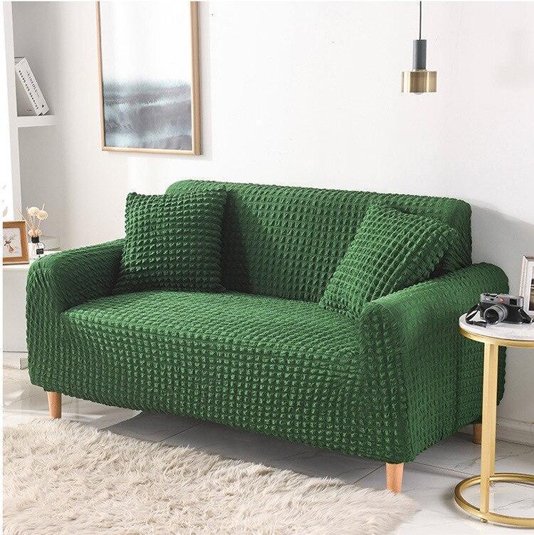 Sofa Cover - Bubble Fabric - Forest Green - Adaptable & Expandable