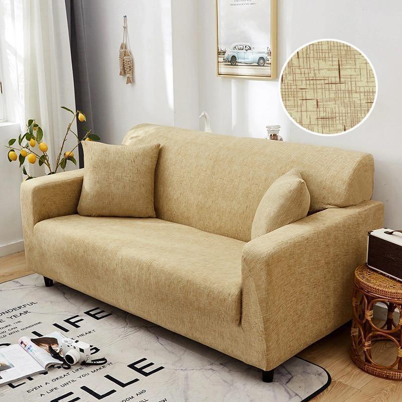 Sofa Cover - Cross pattern - Beige - Adaptable & Expandable