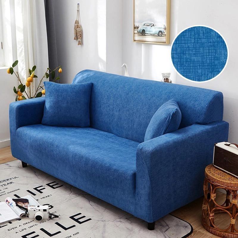 Sofa Cover - Cross pattern - Blue - Adaptable & Expandable - Image 3