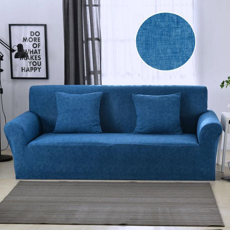 Sofa Cover - Cross pattern - Blue - Adaptable & Expandable - Image 7