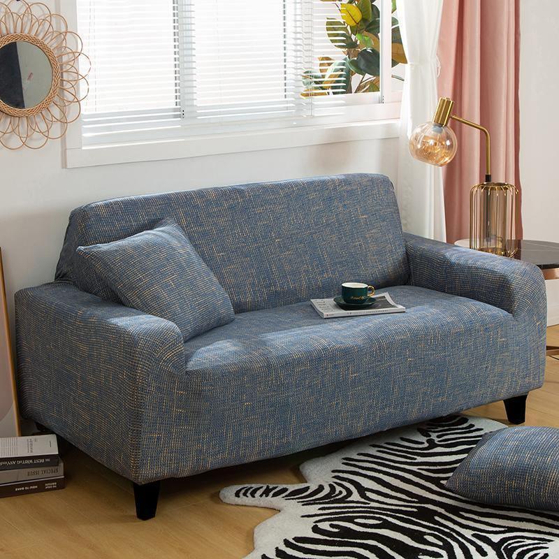 Sofa Cover - Cross pattern - Blue-Gold - Adaptable & Expandable